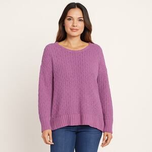 SEVEN7 Women's Textured Chenille Sweater Sz XL Purple Lilac Long Sleeve Pullover